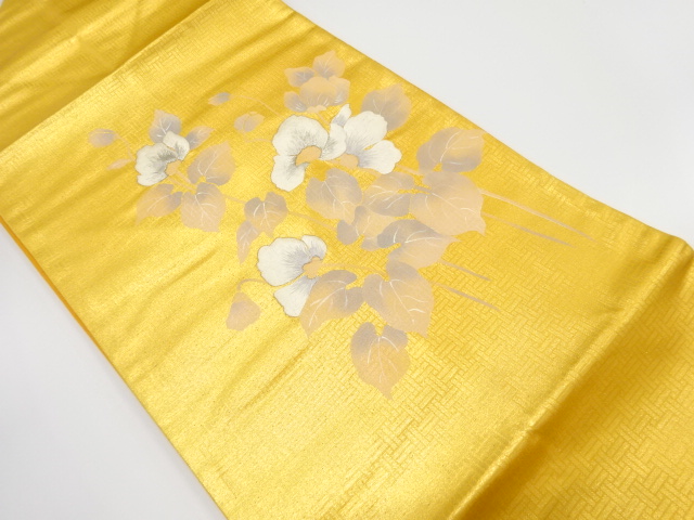 花模様　刺繍　名古屋帯